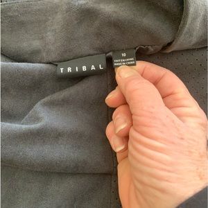 Tribal Gray suede long skirt